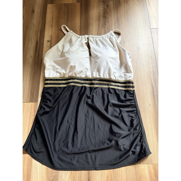 Cacique Other - Swim By Cacique Tankini Top Black White Women's 20 Plus Padded